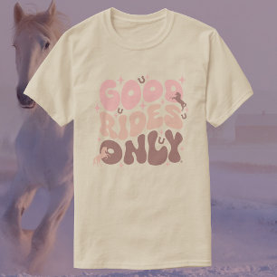 Nur gute Fahrten   Groovy Retro Pink Horse T-Shirt