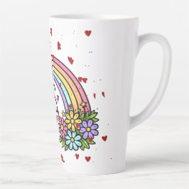 Nur Gute Vibes Farbige Regenbogen-Herzen Wasserfla Milchtasse