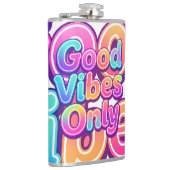 Nur Gute Vibes Farbige Typografie Geschenk Design Flachmann (Rechts)