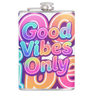 Nur Gute Vibes Farbige Typografie Geschenk Design Flachmann