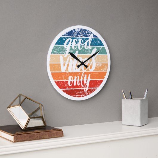 Nur gute Vibes Große Wanduhr (Büro)