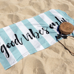 Nur gute Vibes Grünstreifen mit Minze Strandtuch