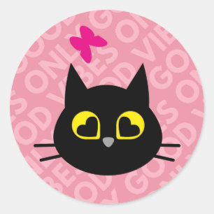 NUR GUTE VIBES - Happy Black Cat Sticker