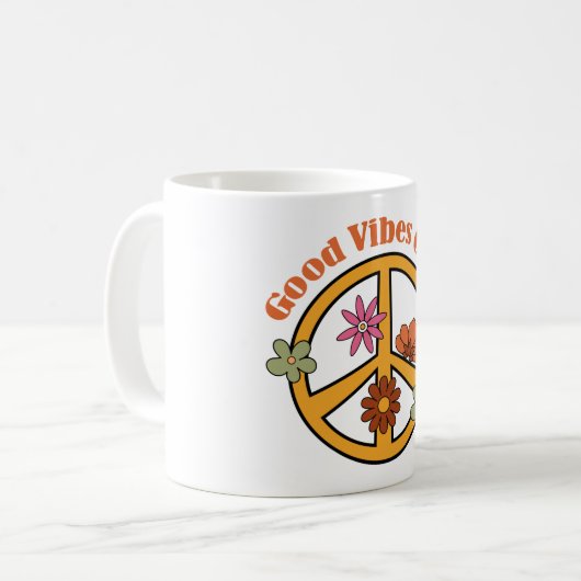 Nur gute Vibes Kaffeetasse (Vorderseite Links)