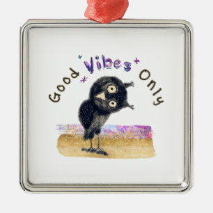 Nur gute Vibes mit Neugieriger Eule Ornament Aus Metall