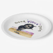Nur gute Vibes mit Neugieriger Eule Pappteller (Schrägansicht)