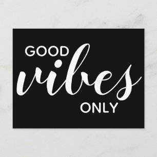 Nur gute Vibes Positivität Affirmation Schwarz Postkarte