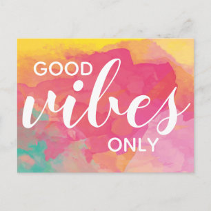 Nur gute Vibes Positivität Affirmation Wasserfarbe Postkarte
