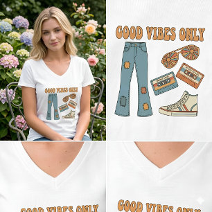 Nur gute Vibes Retro 70er Boho Chic abgenutzt  T-Shirt