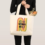'Nur gute Vibes' Retro-Regenbogen  Jumbo Stoffbeutel (Vorderseite (Produkt))