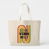 'Nur gute Vibes' Retro-Regenbogen  Jumbo Stoffbeutel (Rückseite)