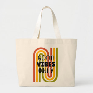 'Nur gute Vibes' Retro-Regenbogen  Jumbo Stoffbeutel