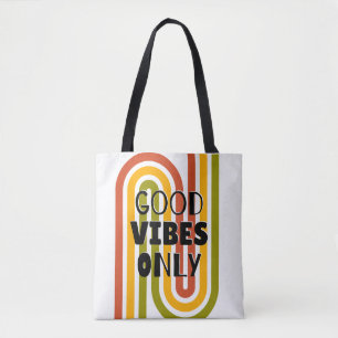 'Nur gute Vibes' Retro-Regenbogen  Tasche