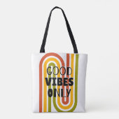 'Nur gute Vibes' Retro-Regenbogen  Tasche (Rückseite)
