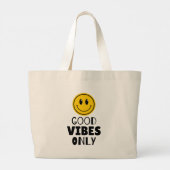 'Nur gute Vibes' Retro Smiley Gesicht Jumbo Stoffbeutel (Rückseite)