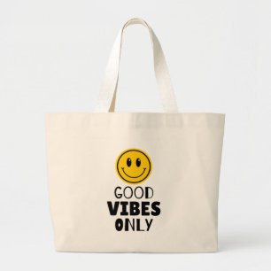 'Nur gute Vibes' Retro Smiley Gesicht  Jumbo Stoffbeutel