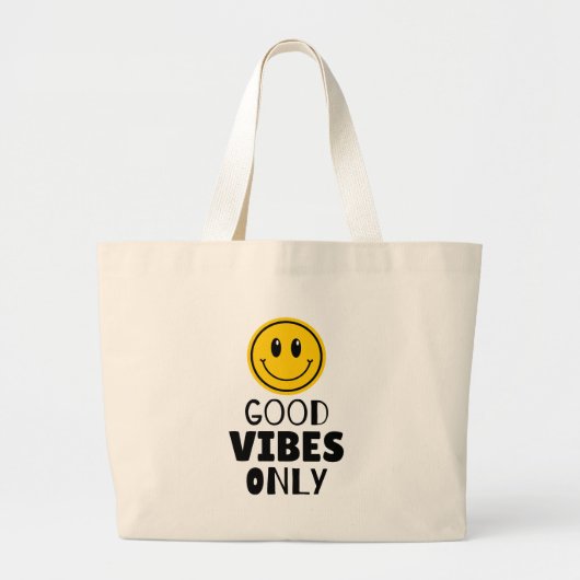 'Nur gute Vibes' Retro Smiley Gesicht Jumbo Stoffbeutel (Vorne)