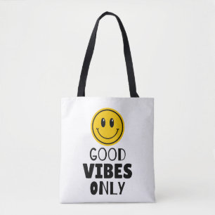 'Nur gute Vibes' Retro Smiley Gesicht  Tasche