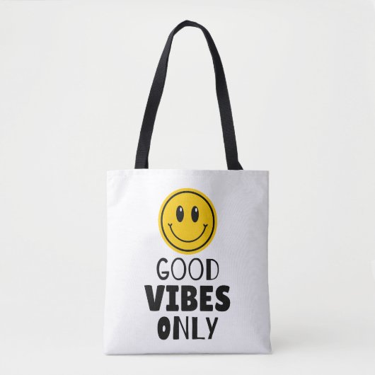 'Nur gute Vibes' Retro Smiley Gesicht  Tasche (Vorderseite)