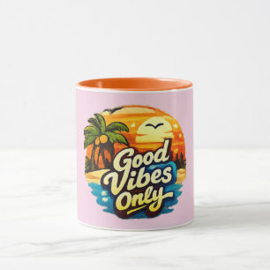 Nur Gute Vibes Retro Sonnenuntergang Tasse