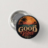 Nur gute Vibes Retro-Sonnenuntergangs-Design Button (Vorne & Hinten)