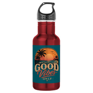 Nur gute Vibes Retro-Sonnenuntergangs-Design Edelstahlflasche