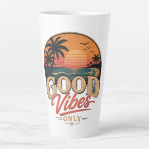 Nur gute Vibes Retro-Sonnenuntergangs-Design Milchtasse