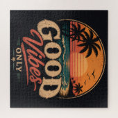 Nur gute Vibes Retro-Sonnenuntergangs-Design Puzzle (Horizontal)