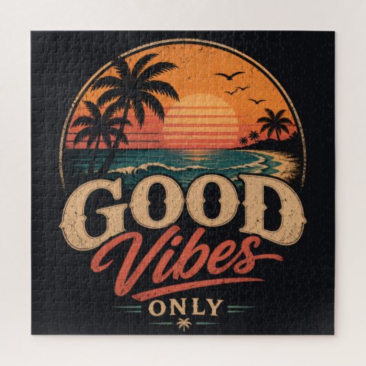 Nur gute Vibes Retro-Sonnenuntergangs-Design Puzzle (Vertikal)
