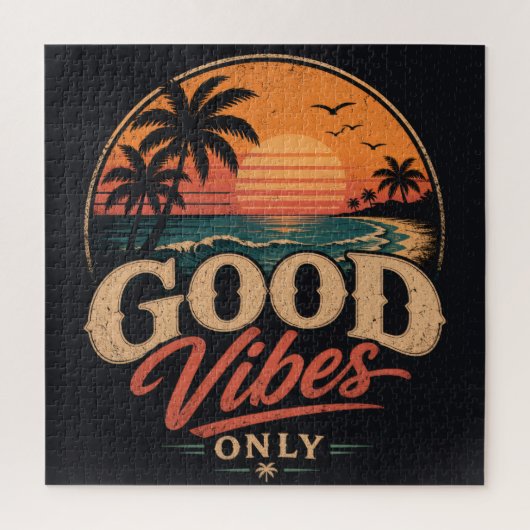 Nur gute Vibes Retro-Sonnenuntergangs-Design Puzzle (Vertikal)