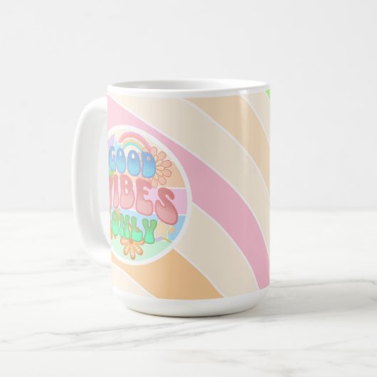 Nur gute Vibes | Retro Vintag Kaffeetasse (Vorderseite Links)