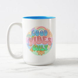 Nur gute Vibes | Retro Vintag Zweifarbige Tasse