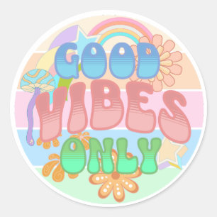 Nur gute Vibes Retro Vintage Runder Aufkleber