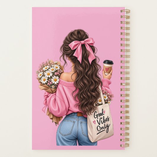 Nur gute Vibes Rosa Mädchen Spiral-Planer Planer (Rückseite)