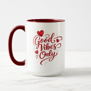 Nur gute Vibes Rotes Herz Positives Zitat Klassike Tasse