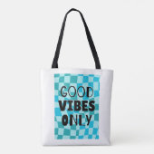 'Nur gute Vibes' Schachbrett-Ästhetik  Tasche (Rückseite)