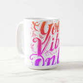 Nur gute Vibes Schrift Badge Kaffeetasse (Vorderseite Links)