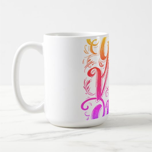 Nur gute Vibes Schrift Badge Kaffeetasse (Links)