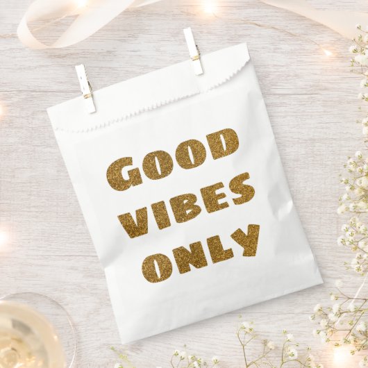 Nur gute Vibes | Schwarzer und goldener Glitzer Geschenktütchen (Ausgeschnitten)