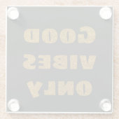 Nur gute Vibes | Schwarzer und goldener Glitzer Glasuntersetzer (Rückseite)