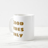 Nur gute Vibes | Schwarzer und goldener Glitzer Kaffeetasse (Vorderseite Links)