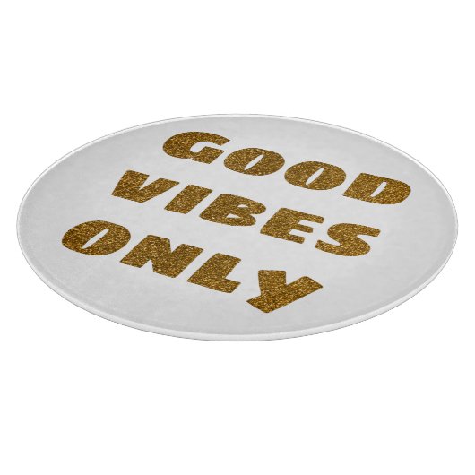 Nur gute Vibes | Schwarzer und goldener Glitzer Schneidebrett (Ecke)