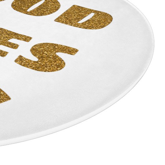 Nur gute Vibes | Schwarzer und goldener Glitzer Schneidebrett (Ecke)