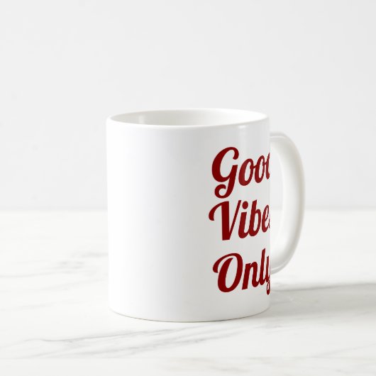 Nur gute Vibes | Slogan-Tasse | handschriftlich Kaffeetasse (VorderseiteRechts)