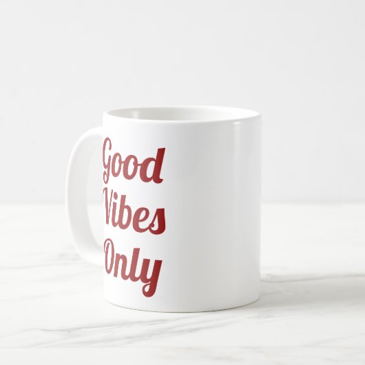 Nur gute Vibes | Slogan-Tasse | handschriftlich Kaffeetasse (Vorderseite Links)