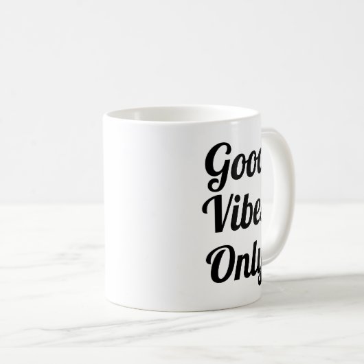 Nur gute Vibes | Slogan-Tasse | handschriftlich Kaffeetasse (VorderseiteRechts)