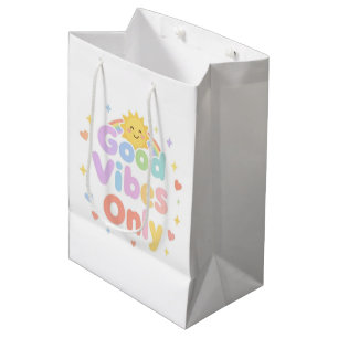 Nur gute vibes süße Pastell-Schrift Mittlere Geschenktüte
