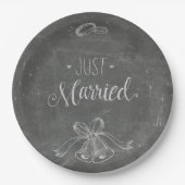 Nur heiraten Chalkboard Hochzeitsringe und Glocken Pappteller (Vorderseite)