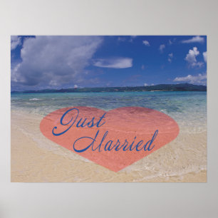 Nur heiraten Herz am Strand Poster