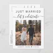 Nur heiraten jetzt feiern wir Foto Hochzeit Ankündigungspostkarte (Vorne/Hinten)